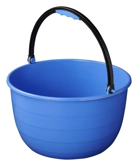 Cubo redondo de 15L azul con asa.