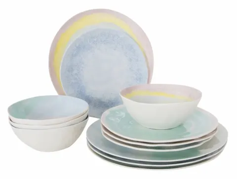 Vajilla de melamina Barfleur Pastel – 12 piezas BO-CAMP
