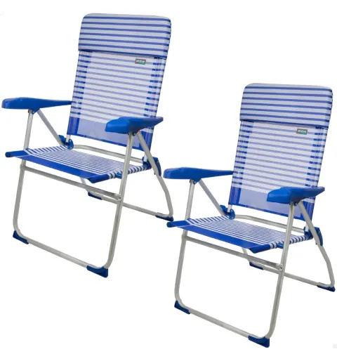Pack ahorro 2 sillas playa azul y blanco 48x62x101 cm