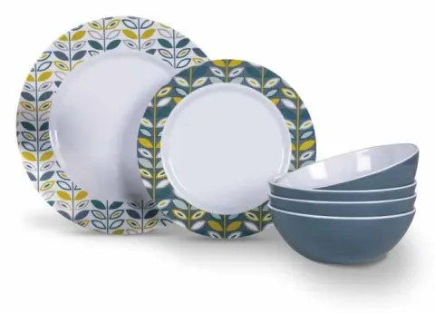 KAMPA Set Vajilla Melamina Flora 12 Pzas