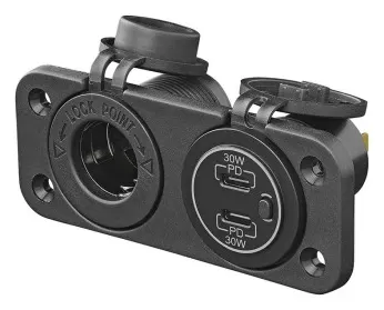 Cargador integrabel de mechero y 2 puertos de carga rápidos 30w tipo C2