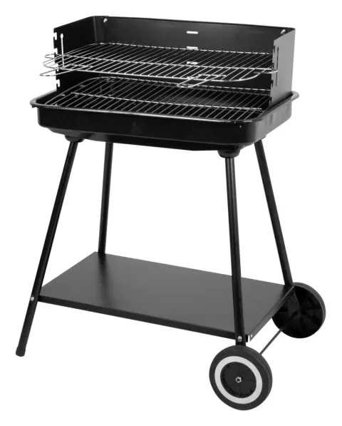 Aktive Barbacoa portátil carbón regulable 55x43x82 cm en altura con 2 ruedas y asa transporte