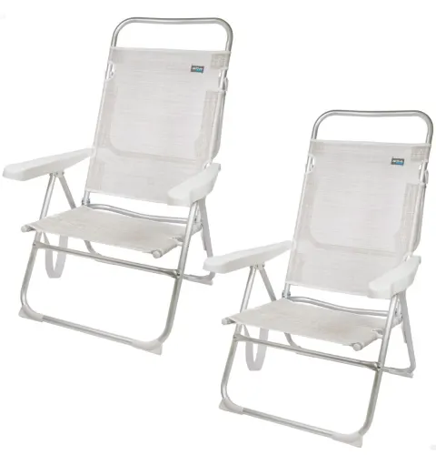 Pack ahorro 2 sillas playa beige 48x57x99 cm
