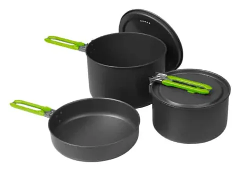 Set de ollas de camping, aluminio, 5 piezas