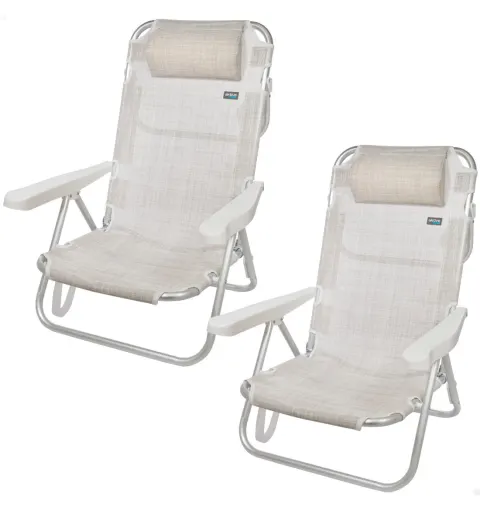 Pack ahorro 2 sillas playa beige 48x46x84 cm