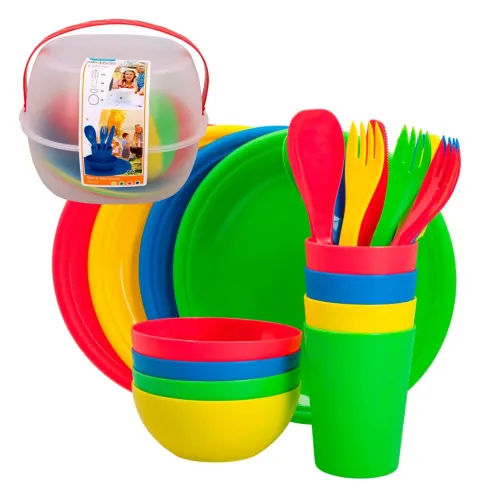 Set vajilla picnic 4 personas- Accesorios camping