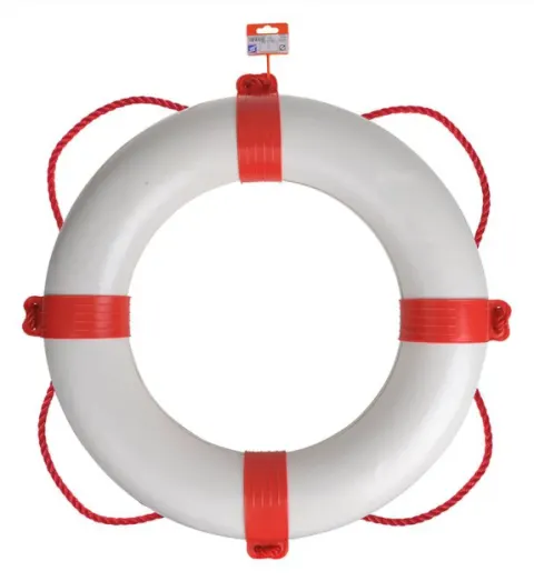 Flotador salvavidas decorativo blanco y rojo Ø600mm