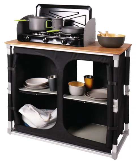 Camping Kitchen Bamboo rápido, incluida la bolsa de transporte