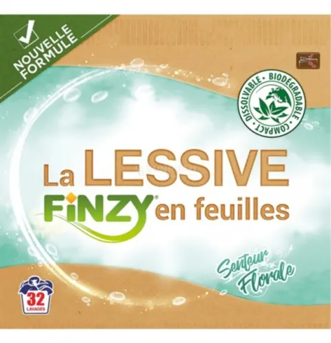 Detergente Finzy de ropa en hojas. 32 lavados