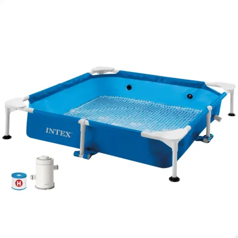Piscina desmontable cuadrada para perros con depuradora