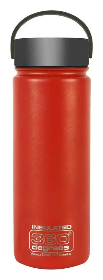 360 Degrees Boca Ancha 550 ml rojo – Botella termo
