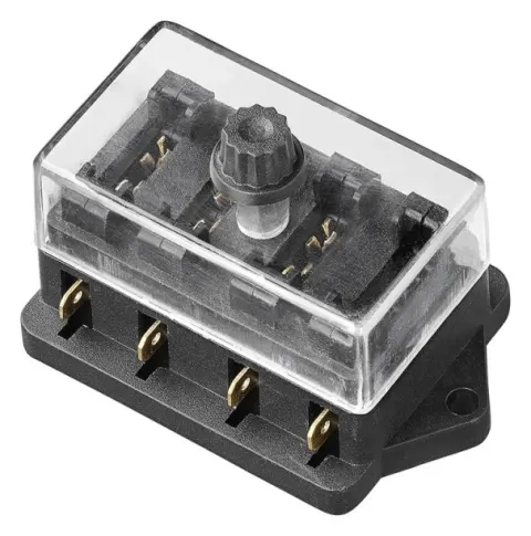 Caja de conexiones para fusibles de 4 tomas.