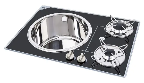 Navy Load cocina fregadero vidrio 60 x 42 de 2 quemadores
