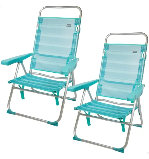 Pack ahorro 2 sillas playa turquesa 48x57x99 cm
