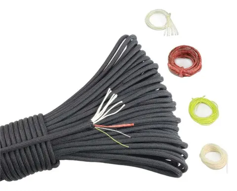 Cordón North Star Fire Paracord 550 de 7+3 hebras con hilo de fuego, coser y pesca – por metro negro