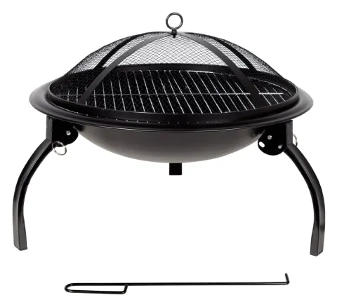 Brasero exterior portátil con parrilla y rejilla antichispas