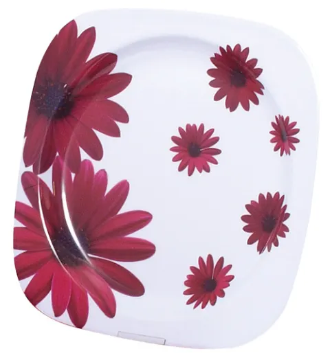 Juego De Platos De Melamina (Ø 22,5cm) Rojo Flor, 2 Piezas