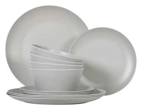 Vajilla Obelink Matt Grey – 12 piezas