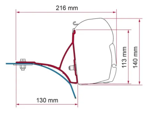 Adaptador de techo Fiat Ducato para toldo F45/F70 (≥2006)