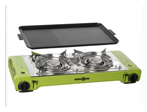 Cocina de 2 fuegos y plancha con cartucho de gas Brunner