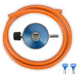 Gimeg Gasdrukregelaarset Campingaz 29Mbar Con Adaptador De Conexión + 1.5 M Manguera Con 2 Abrazaderas De Manguera