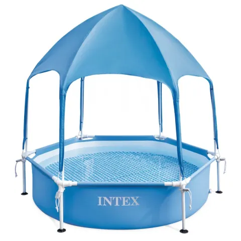 Piscina desmontable hexagonal canopy metal frame 700 litros con toldo desmontable