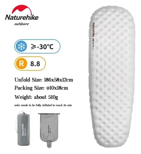 Colchoneta de Camping Naturehike 3.5/5.8/8.8 con Alto Valor R, Colchón Inflable Ultraligero y Cálido, Colchonetas Inflables Plegables Portátiles para Exteriores