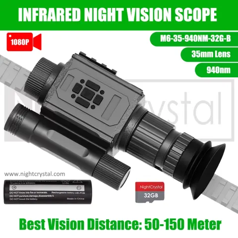 Megaorei NK008 Plus M6A Monocular Digital HD 1080p con Visión Nocturna y Diurna, Iluminador IR Integrado para Caza
