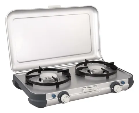 Camping Kitchen 2 CV, encendido por piezoglores que incluye manguera y controlador