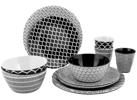 Vajilla Mix and Match Bo-Camp Negro/blanco