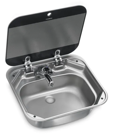 Fregadero Dometic con tapa de cristal