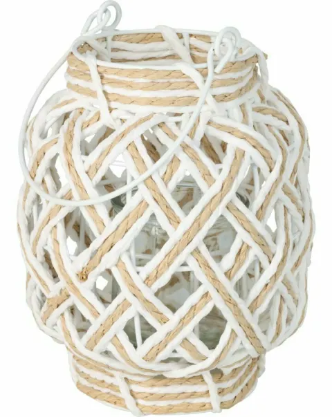 H & S Decoration, linterna decorativa de Ø 16 x 20 cm – Blanco natural