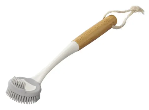Cepillo lavaplatos de silicona con mango de bambú de 30,5 cm, Ø6 cm