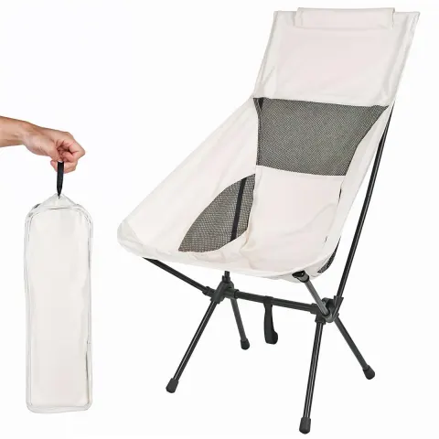 Silla Ultraligera Respaldo Alto Desmontable Beige
