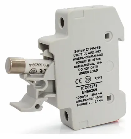 Portafusible para fusible de 1000v 10×38