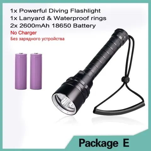 Profesional súper potente 8000LM led buceo IPX8 linterna impermeable luz de buzo LED lámpara de antorcha subacuática