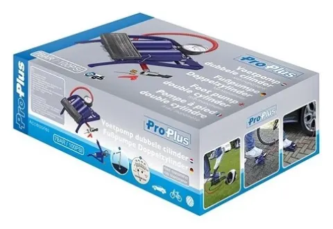 Bomba de pie doble cilindro con manómetro PRO PLUS 7BAR/100 PSI