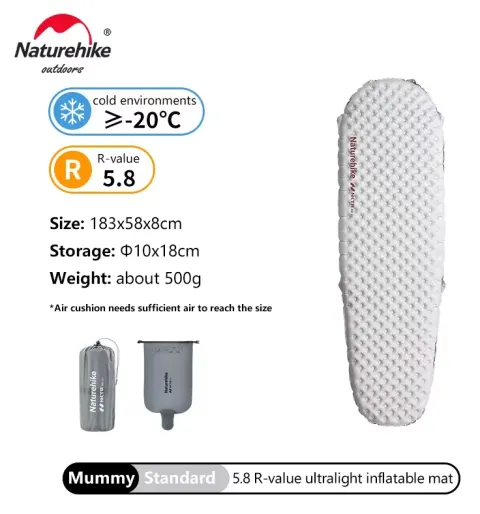 Colchón inflable para camping Naturehike 2026 Local R 4.6/5.8/8.8, ligero y portátil, colchoneta para dormir en tienda de campaña, para viajes al aire libre, senderismo y playa.