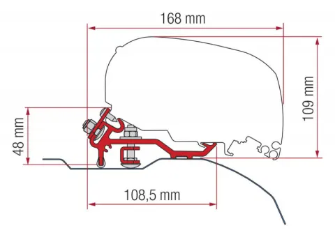 Fiamma F80/F65 adaptador Ducato L2/L3 > 2006 Negro de perfil bajo