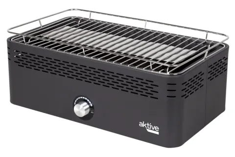 Barbacoa sin humo rectangular negra sobremesa 45x28x19 cm Aktive