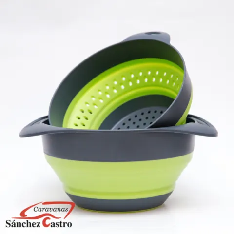 Recipiente de Silicona + Tamiz Gris Medio y Verde