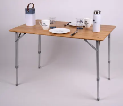 Mesa de Bambú HOLIDAY TRAVEL Estructura de Aluminio 100x65x42/65cm