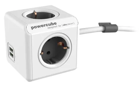 PowerCube Extended USB con cubo gris dock enchufes