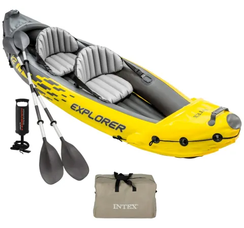 Kayak hinchable INTEX Explorer K2 con 2 remos – 312x91x51 cm