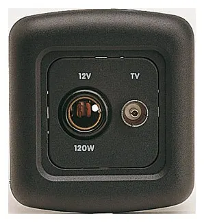 Toma encastrar antena TV y 12V marron