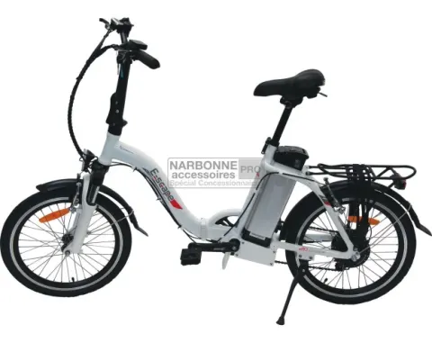 Bicicleta de asistencia eléctrica plegable blanca E-scape