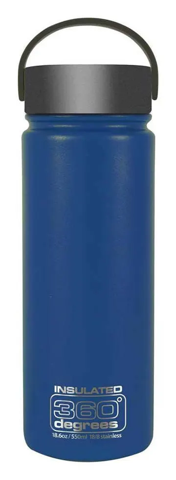 360 Degrees Boca Ancha 550 ml azul oscuro – Botella termo