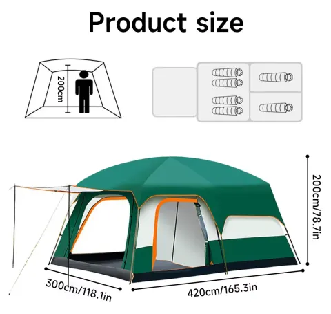 Carpa de Camping para Exteriores, Dos Dormitorios, Una Sala de Estar, para 4-12 Personas, Apta para Playa, Parque, Reuniones en el Patio Trasero, Senderismo, con Cabina para Dormir, Protección UV,