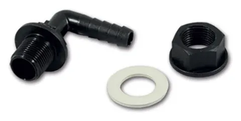Conector acodado para manguera Ø 11 mm 3/8″