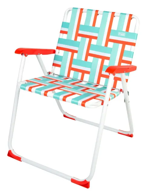 Aktive Silla de playa alta plegable estilo vintage multicolor poliéster cruzado